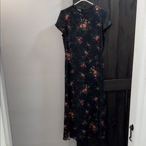 Lauren Ralph Lauren Black Floral Maxi Dress. 100% Silk size 10
